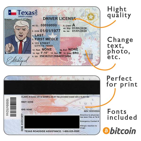 Texas driver license USA psd